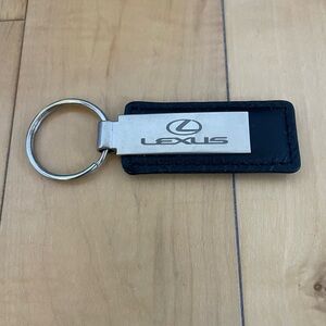 Lexus Black Leather Keychain with Silver Plate
